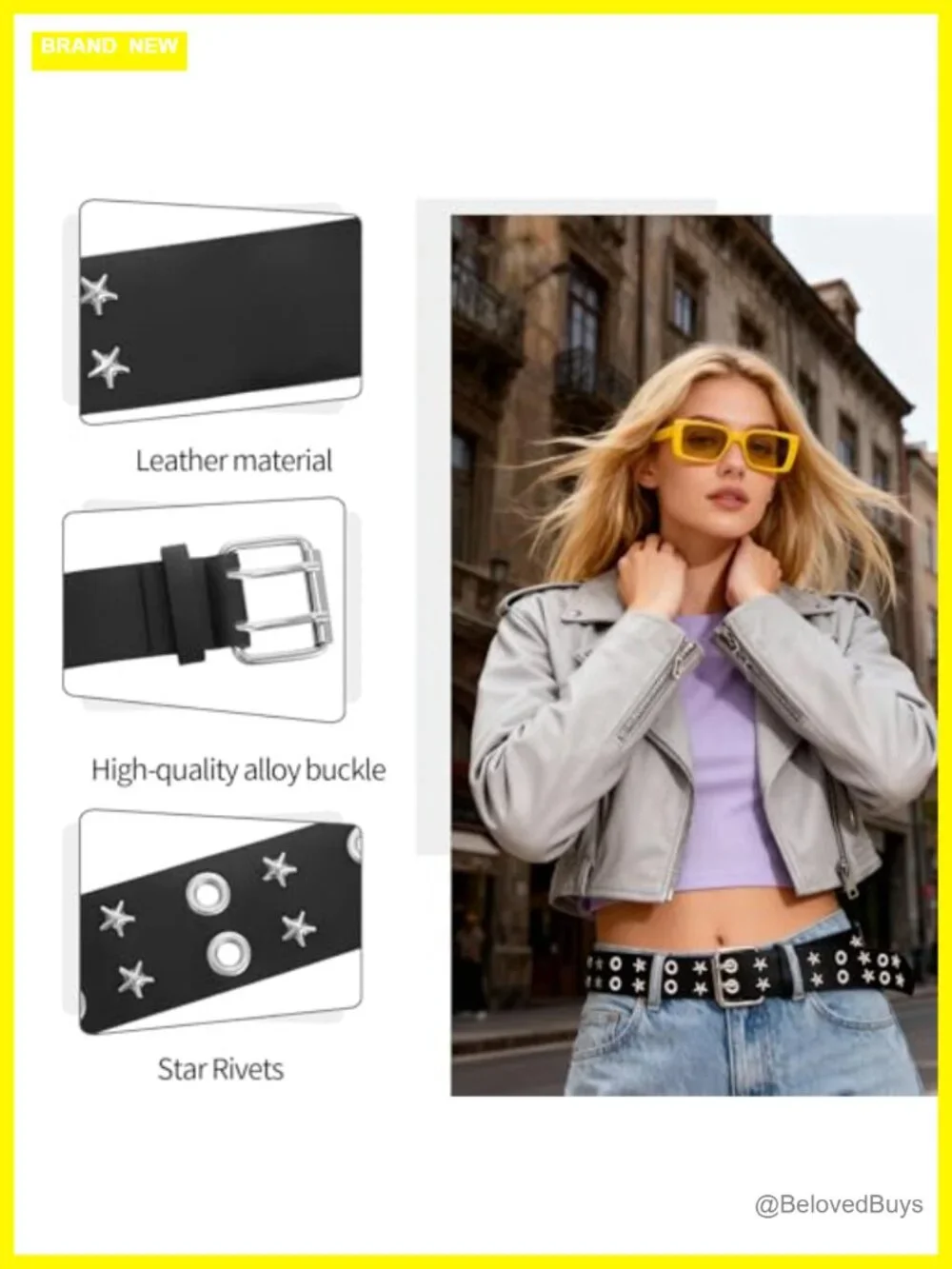 3 Pc Studded Belt Set PU Leather Metal Buckle Punk Goth Y2K Women's Belts